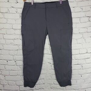 prAna Sky Canyon Joggers Womens 12 Gray Hiking Pants Water Repellent UPF 50+
